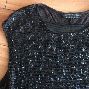 AllSaints Hand Embellished Sequin Top